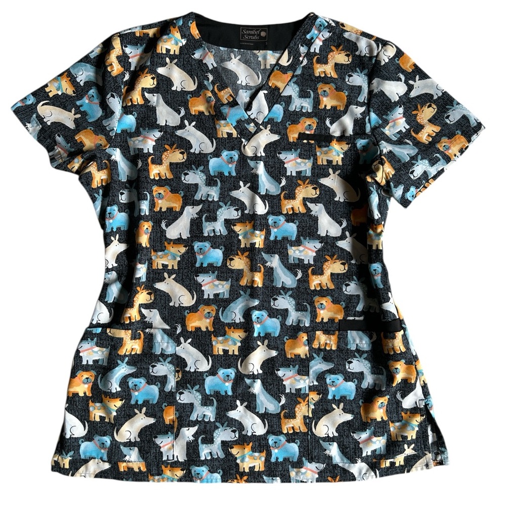 Women's Dog Print Scrub Top